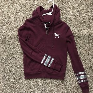 VS Pink maroon sequin hoodie